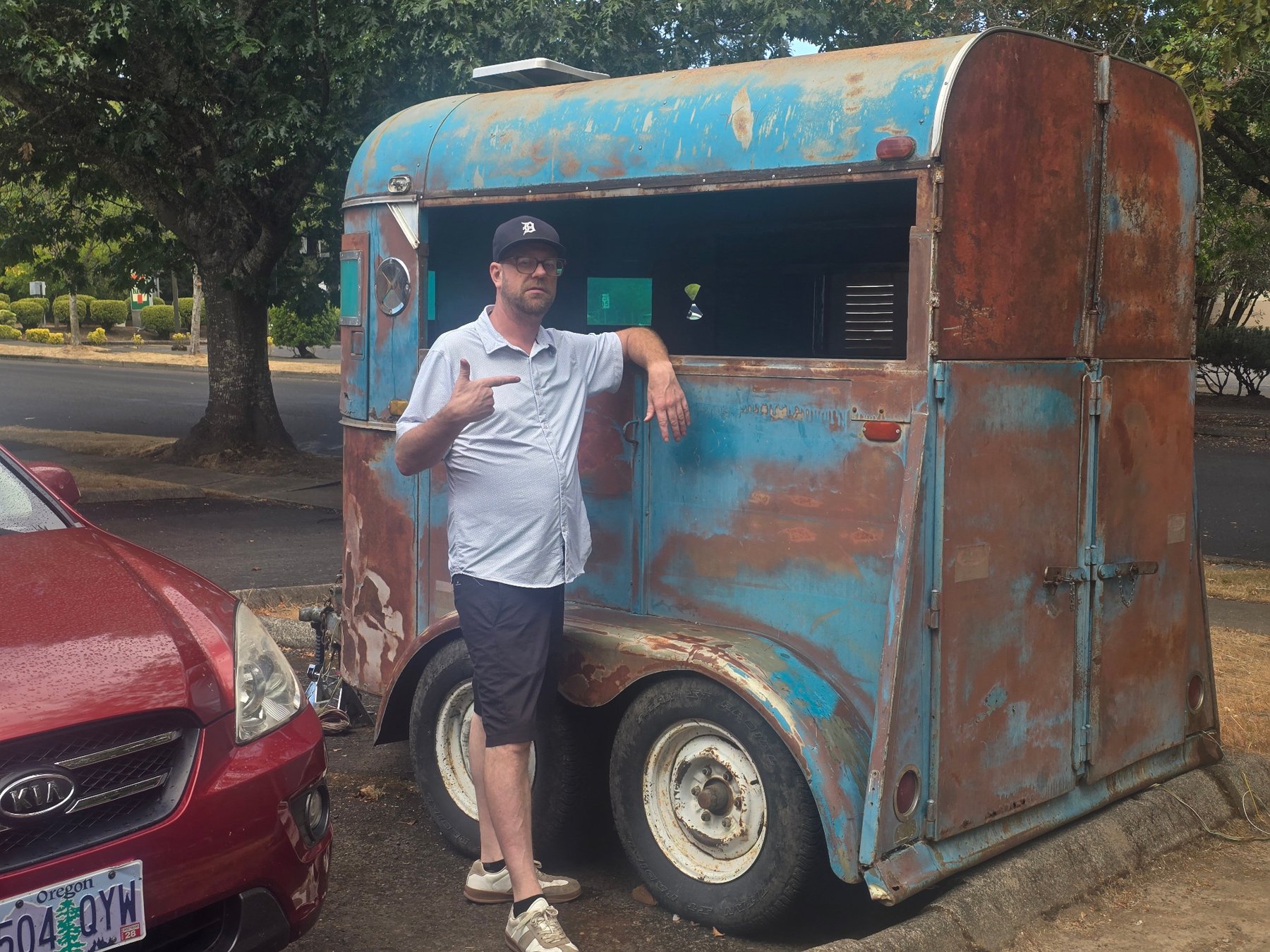 Earl the vintage horse trailer during the build